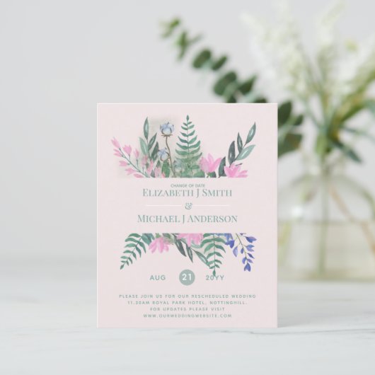 Papier Changement de date Plans Report Fleur sauvage Chic (Debout devant)