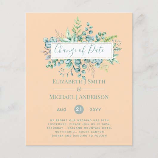 Papier Changement de plan Date Greenery Eucalyptus Event (Devant)