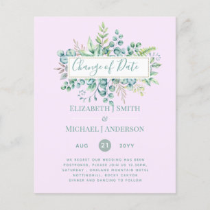 Papier Changement de plan Date Greenery Eucalyptus Event