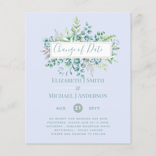 Papier Changement de plan Date Greenery Eucalyptus Event (Devant)