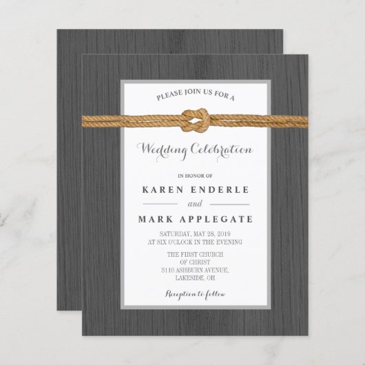 Papier Charcoal Docside & Rope Rustic Budget Mariage (Devant / Derrière)