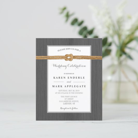 Papier Charcoal Docside & Rope Rustic Budget Mariage (Debout devant)