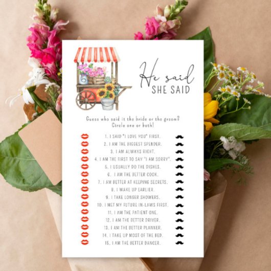 Papier Chariot de fleurs - Il dit qu'elle a dit jeu de do