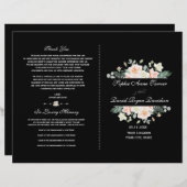 Papier Charming Blush White Floral Black Wedding Programm (Devant / Derrière)