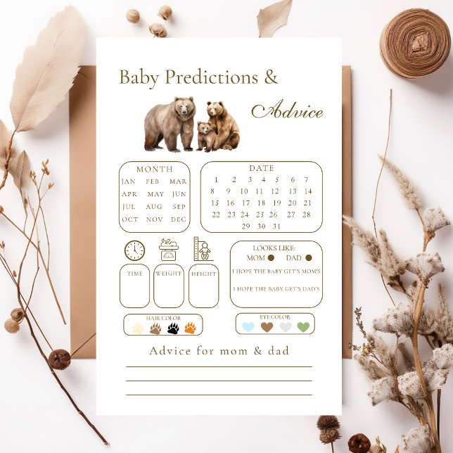 Papier Charming Neutral Bear Famille Baby Predictions Jeu (Créateur téléchargé)