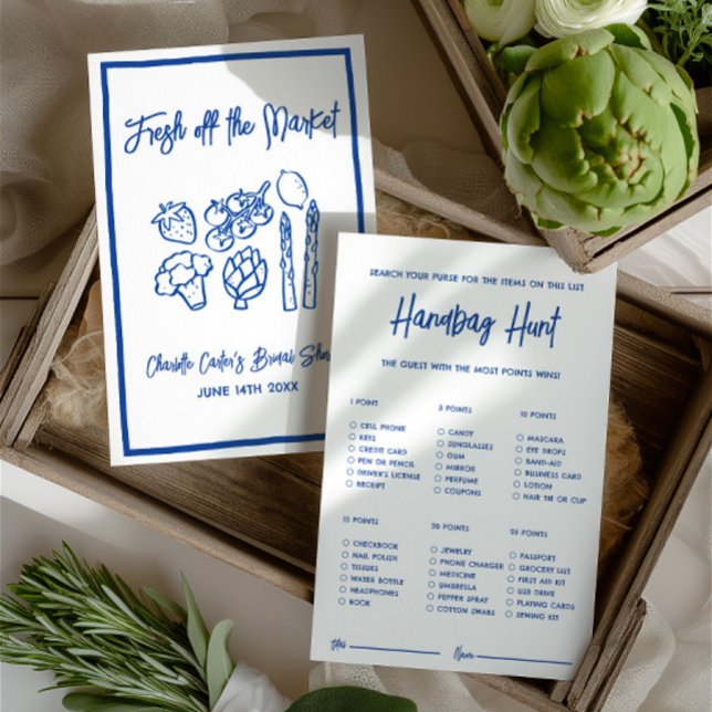 Papier Chasse au sac à main, fraîchement sortie du marché (Handbag Hunt Fresh Off The Market Shower Game)