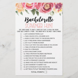 Papier Chasse au trésor EVJF jeu de fête de Bachelorette