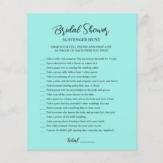 Papier Chasse au trésor sarcelle pour la douche de la mar (Devant)