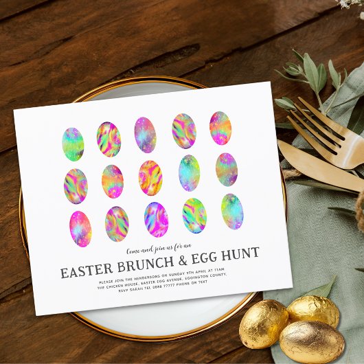 Papier Chasse aux œufs de brunch de Pâques Œufs aquarelle