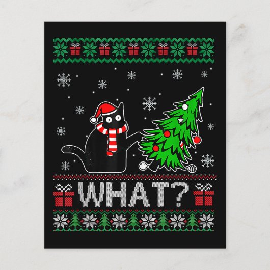 Papier Chat Ce Chat Noir Drôle Poussant Arbre De Noël (Devant)