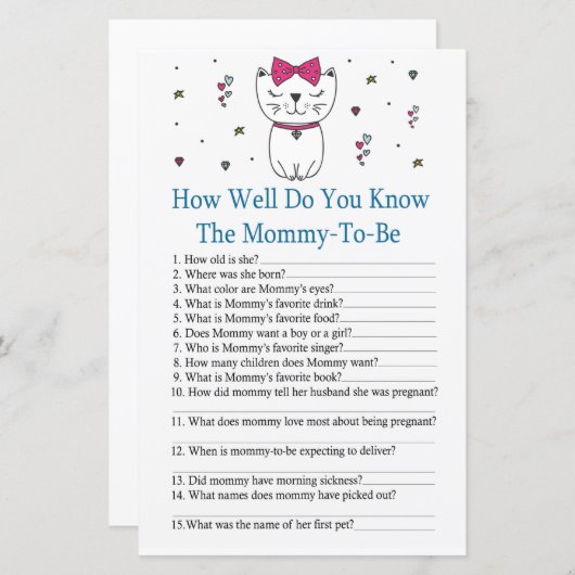 Papier Chat Comment bien connaissez-vous le jeu baby show (Devant / Derrière)