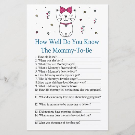 Papier Chat Comment bien connaissez-vous le jeu baby show (Devant)