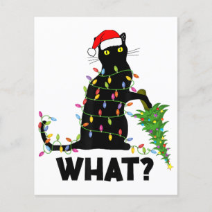 Papier Chat Noir Drôle Poussant Arbre De Noël Sur Chat Ch