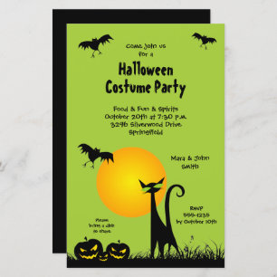 Papier Chat noir et chauves-souris Budget Halloween Invit