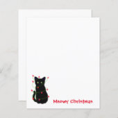 Papier chat noir | Meowy Christmas | lumières scintillant (Devant / Derrière)