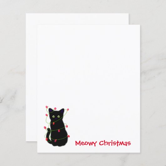 Papier chat noir | Meowy Christmas | lumières scintillant (Devant / Derrière)
