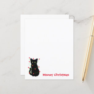 Papier chat noir Meowy Christmas lumières scintillant