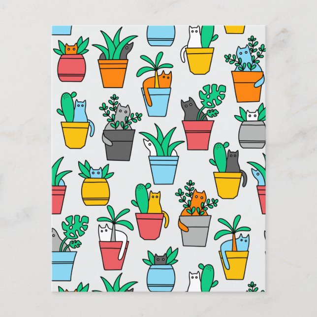 Papier Chats dans les pots à fleurs (Devant)
