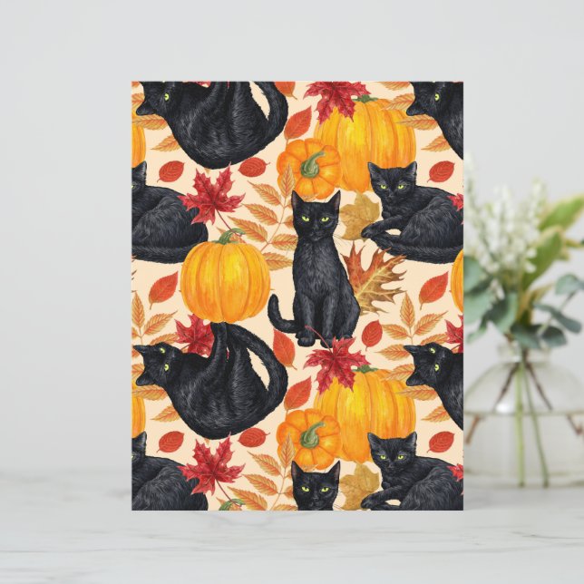 Papier Chats noirs et citrouilles (Debout devant)
