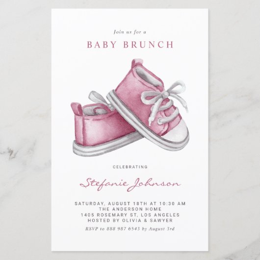 Papier Chaussures Bébé Rose C'est une Fille Bébé Brunch I (Devant)