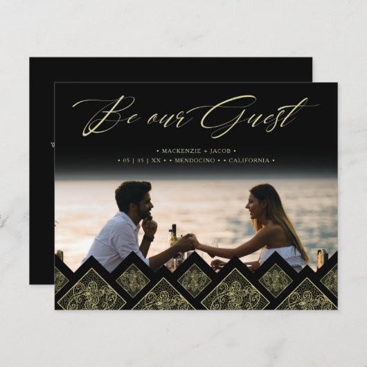 Papier Cheap Flourish Lace Gold Ornament Photo Wedding (Devant / Derrière)