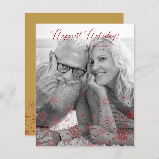 Papier Cheap Gold Christmas Snowflakes Happiest Holidays (Devant / Derrière)