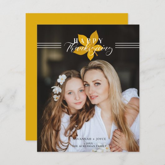 Papier Cheap Happy Thanksgiving Script Leaves Photo (Devant / Derrière)