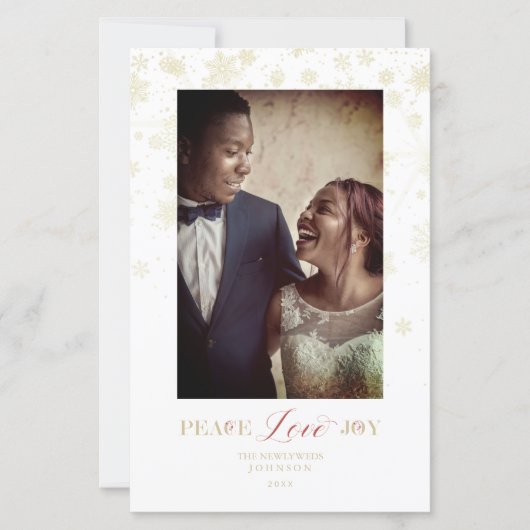 Papier Cheap Just Married First Christmas Gold Snowflakes (Devant)