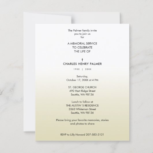 Papier Cheap Modern Gradient Minimalist Photo Funeral (Dos)