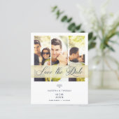 Papier Cheap Navy Trendy 3 Photos Wedding Engagement (Debout devant)