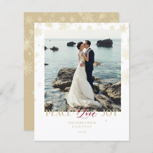 Papier Cheap Newlyweds First Christmas Snowflakes Photo (Devant / Derrière)