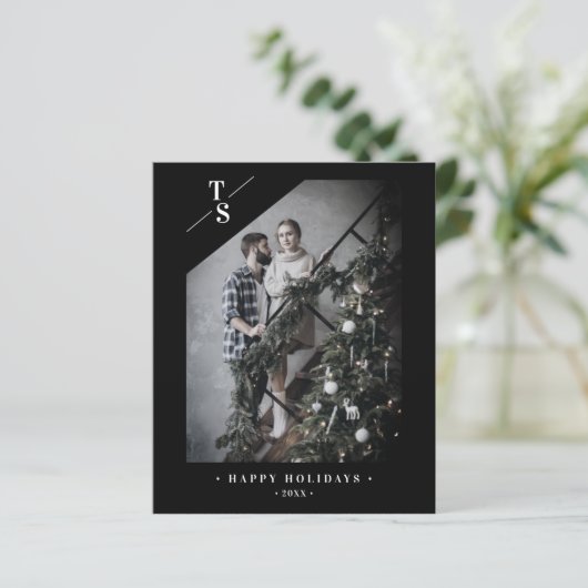 Papier Cheap Pandemic Modern Black Happy Holidays Photo (Debout devant)