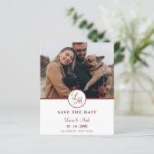 Papier Cheap Red Rustic Photo Minimalist Wedding Initials (Debout devant)