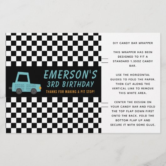 Papier Checker Flag Car Pitstop Bar Wrapper Favoriser (Devant)