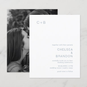 Papier Chelsea Dusty Blue Faire-part de mariage moderne
