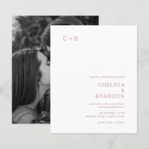 Papier Chelsea Dusty Faire-part de mariage moderne rose
