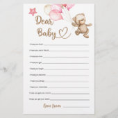 Papier Cher bébé ours en peluche jeu de baby shower (Devant)