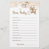 Papier Cher bébé souhaits bébé ours Baby shower jeu (Devant)