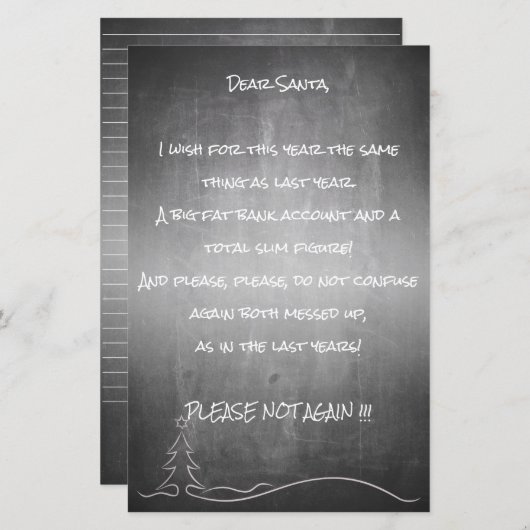 Papier Cher bon Père Noël (Devant / Derrière)