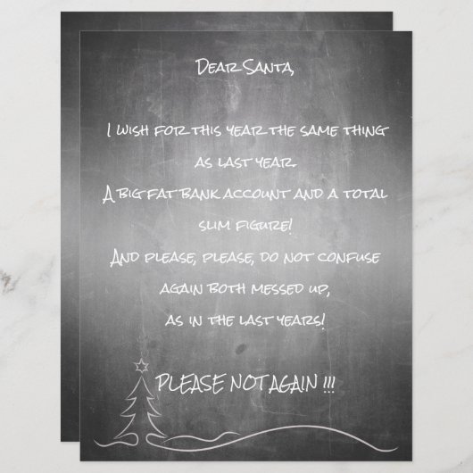 Papier Cher bon Santa (Devant / Derrière)