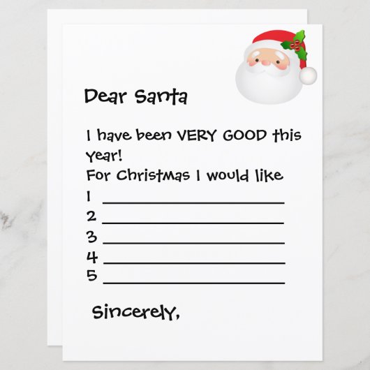 Papier - Cher Père Noël, Je Voudrais... (Devant / Derrière)