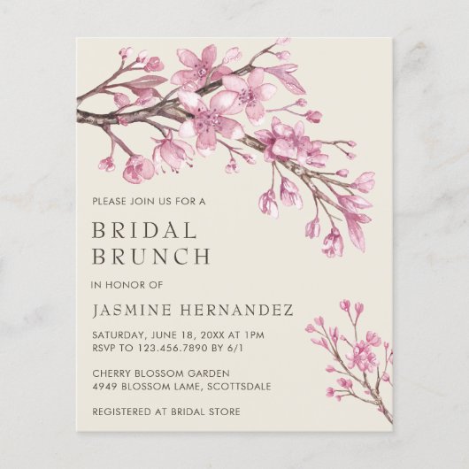 Papier Cherry Blossom Budget Bridal Brunch Invitation (Devant)