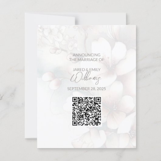Papier Cherry Blossom Mariage photo Code QR (Dos)