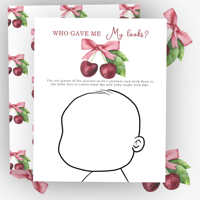 Papier Cherry bow baby shower Qui m'a donné Mon look? (Créateur téléchargé)