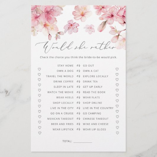 Papier Cherry fleur Voudrait-elle plutôt nuptiale douche (Devant)