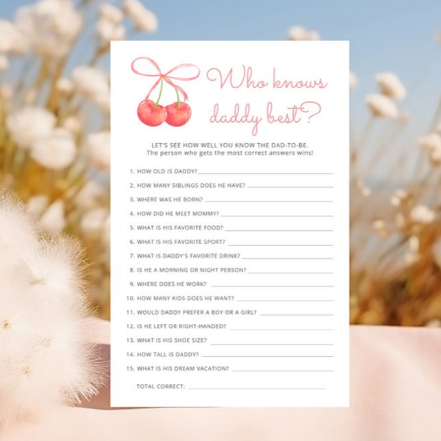 Papier Cherry Pink Ribbon Qui Connaît Daddy Meilleur Jeu (Créateur téléchargé)