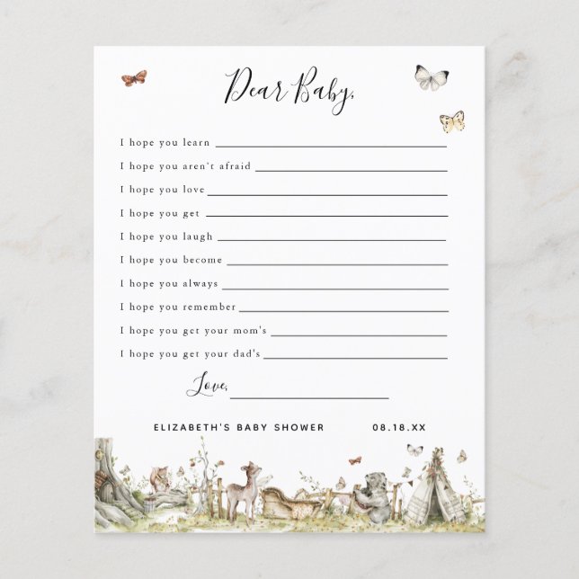 Papier Chers voeux de bébé | Jeu Baby shower (Devant)