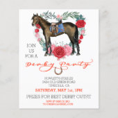 Papier Cheval à l'aquarelle Derby de Pur-Sang Fête Rose R (Devant)