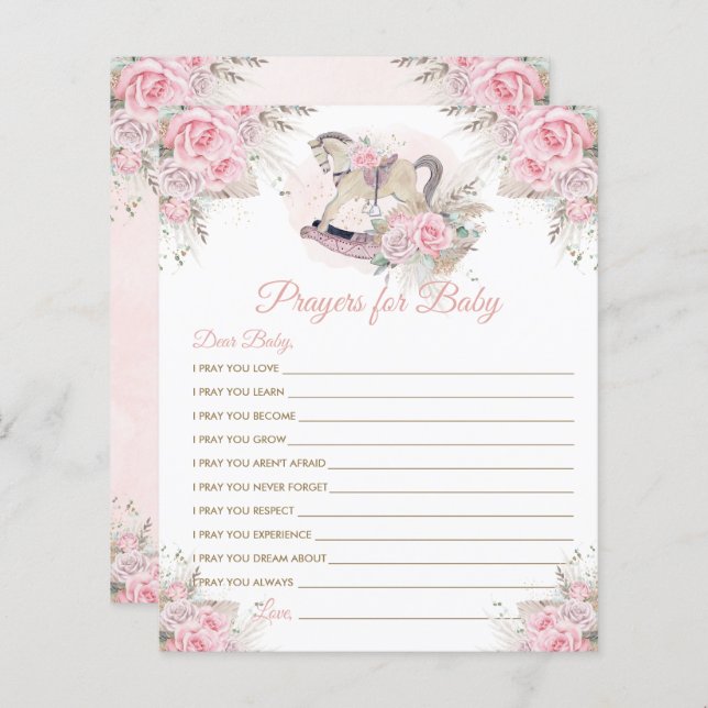 Papier Cheval à rocher Pampas rose Prières en herbe pour  (Devant / Derrière)