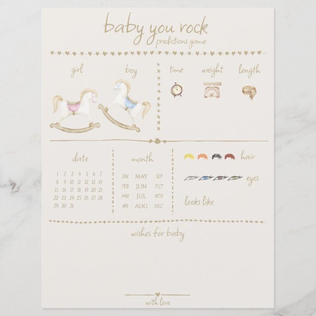 Papier Cheval Rocher bleu rose Baby shower neutre pour le (Devant)